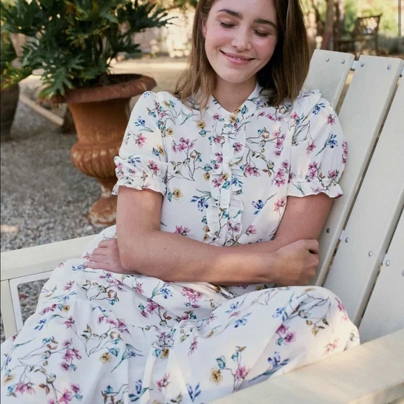 Christy Dawn Elle Dress in Alabaster Garden Silk Size Medium - Picture 5 of 8